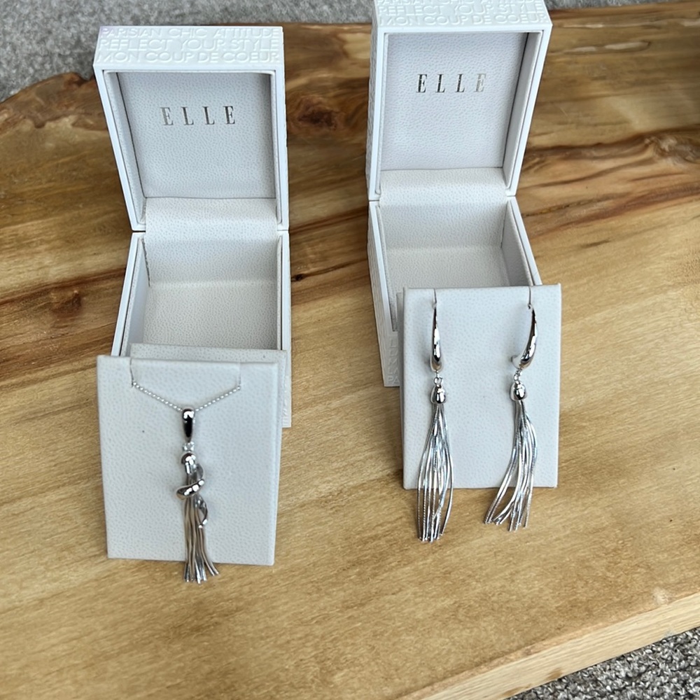 Elle Sterling Silver Necklace and Earring Set